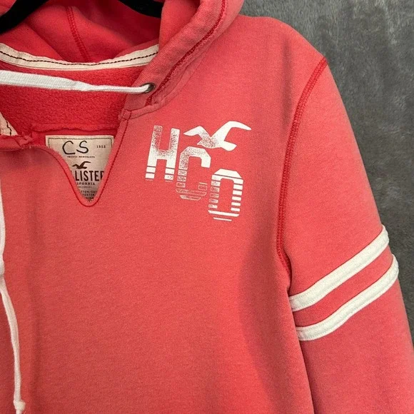 Hollister Y2K Hoodie Women L Pink Ombré SoCal Surf Fleece Preppy Coastal - Picture 6 of 11